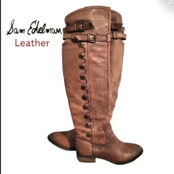 Sam Edelman S Pierce Whiskey Brown Leather Over Knee OTK Riding Boot Women 7.5 - Picture 12 of 12